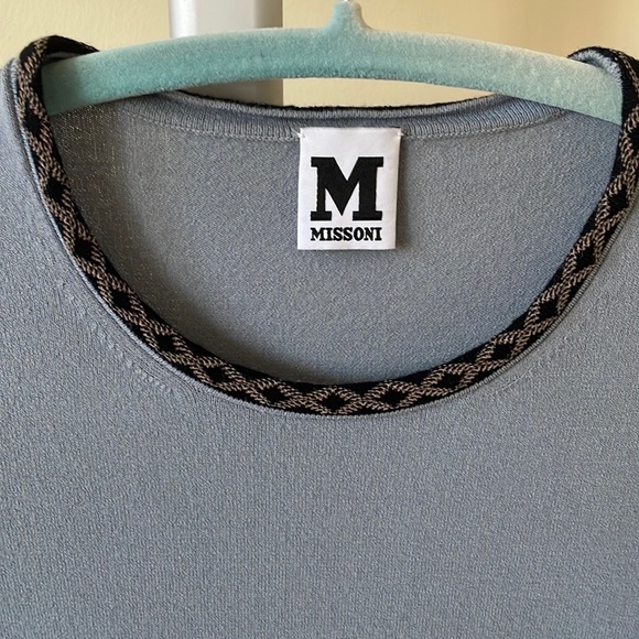 MISSONI bluish grey short sleeve top, size S - Picture 3 of 10